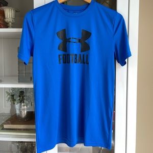 Under Armour brand blue football short sleeve shirt
